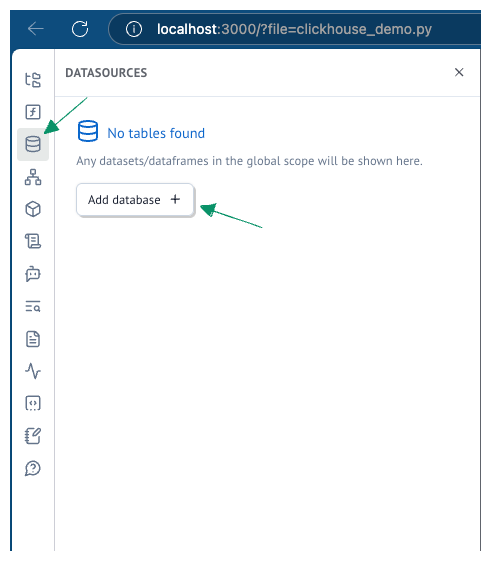 Добавление новой базы данных